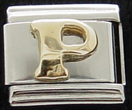 Gold Letter P - Talexia Letter enamel Italian charm
